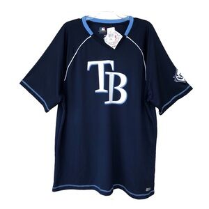 Genuine Merchandise Men's Navy White Tampa Bay Rays Pull On Baseball Jersey 2XL